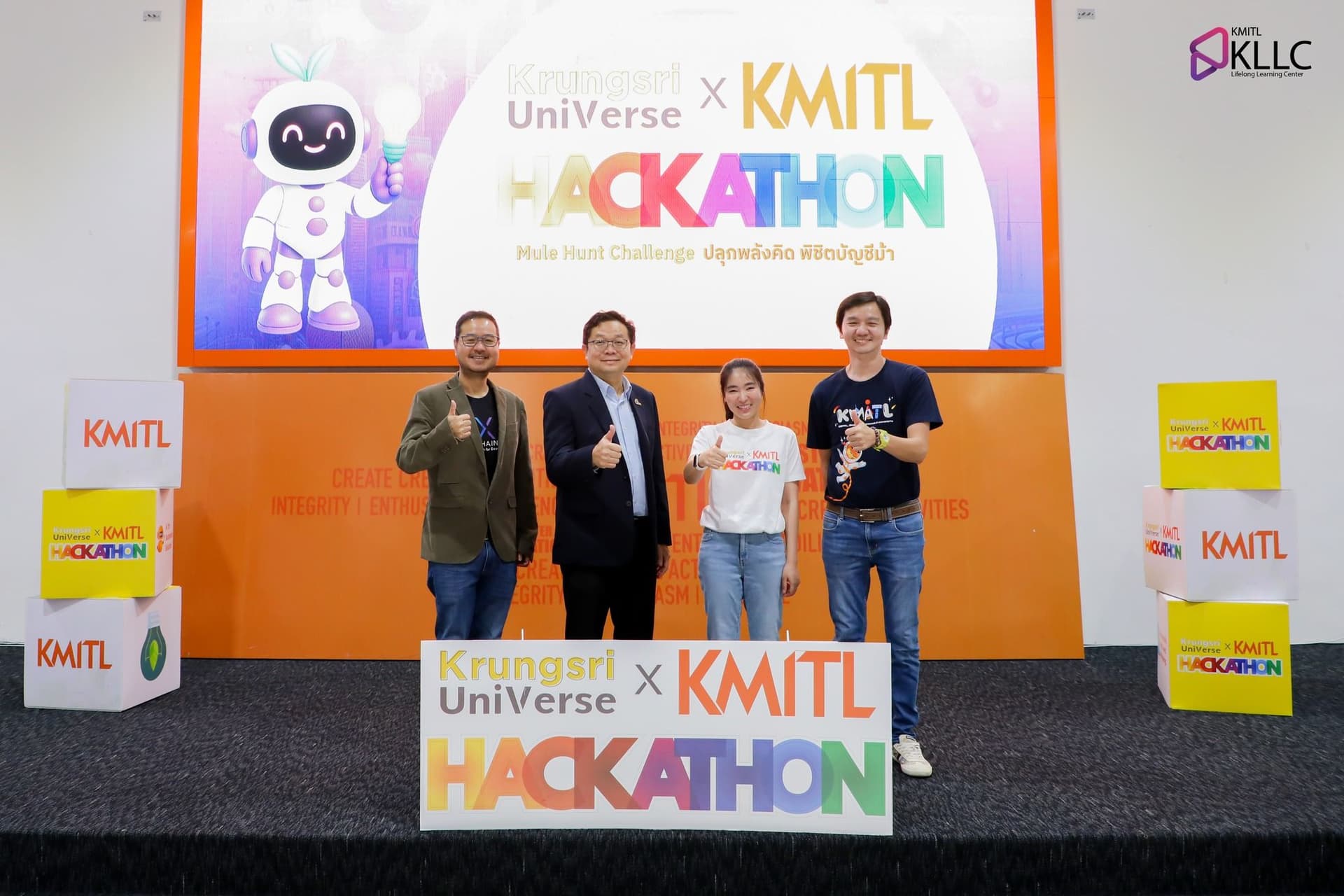 วันที่ 16 สิงหาคม 2568
#วิดยาลาดกระบัง ร่วมกับ KLLC และ Krungsri UniVerse จัดกิจกรรมปลุกพลังไอเดีย "KrungsriUniVerse X KMITL HACKATHON2025" 💥 "Mule Hunt Challenge – ปลุกพลังคิด พิชิตบัญชีม้า"